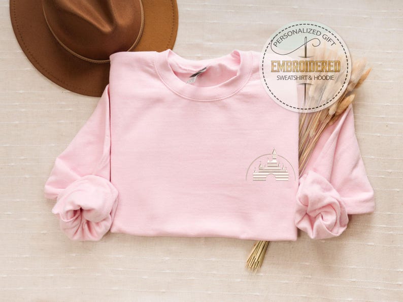 Classic Disney Logo Sweatshirt, Embroidered Personalized Sweater, Minimalist Theme Park Hoodie, Magic Kingdom Outfit, Disney Fan Fashion image 6