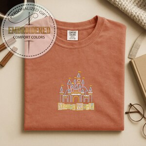Embroidered Magic Castle Shirt, Comfort Colors Disneyworld Tee, Fairytale Castle Embroidery Design, Theme Park Outfit, Gift For Her image 2
