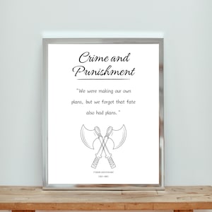 Crime and Punishment Wall Art, Home Decor, Printable Wall Art Prints, Inspirational Quotes, Downloadable Digital Download, Library Decor