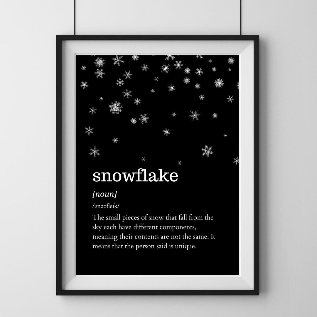 Snowflake Definition Wall Decor, Printable Wall Art, Snowflake Quote