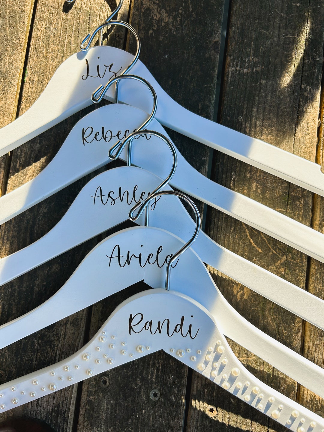 White Wood Hangers, Wedding Hangers, Bridal Party Hangers, Bridesmaids