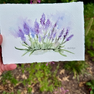 Original Lavender Watercolor Painting: 5x7 Watercolor Art