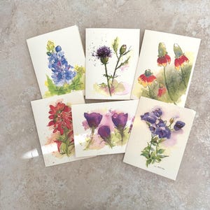 Texas Wildflower Note Card, Watercolor Floral Greeting Card, Blank Inside, Thinking of You Card, Gift Boxed, Nature Lover Gift