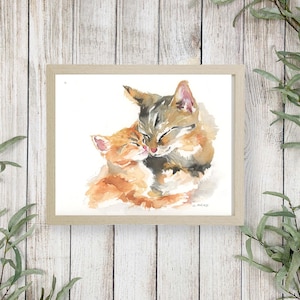 Cuddly Kitty Cat Watercolor 8”x10” Art Print