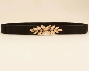 Vintage 80s Wide Metallic Belt Gold and Black Statement  display picture 2