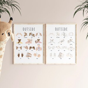 2er Set Baby Gebärdensprache Druck ab ASL Zeichen druckbare Kleinkind Kind spielen Bildung Poster Spielzimmer Kita Klassenzimmer