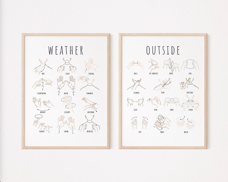 Simple Starting ASL Signs Printable Baby Toddler Kids Prints Education ...