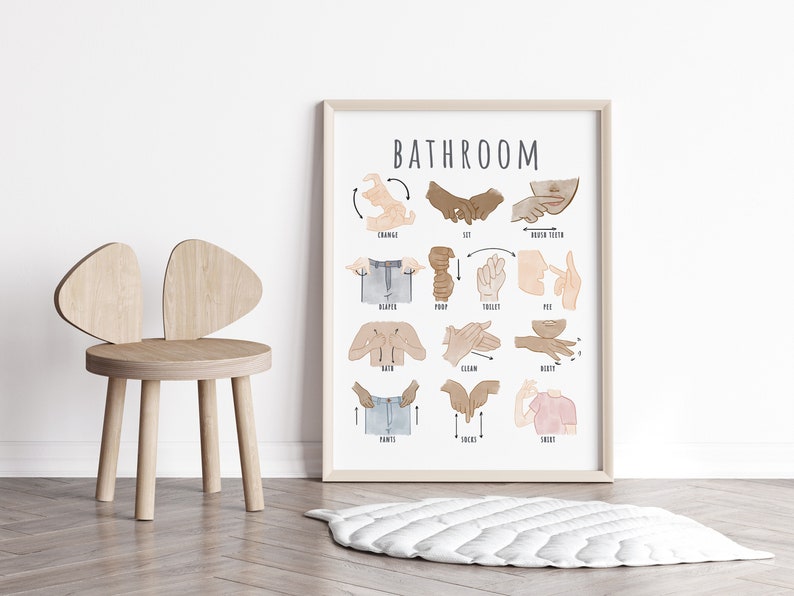 Bathroom Baby Sign Language Print Starting ASL Signs Printable Baby ...