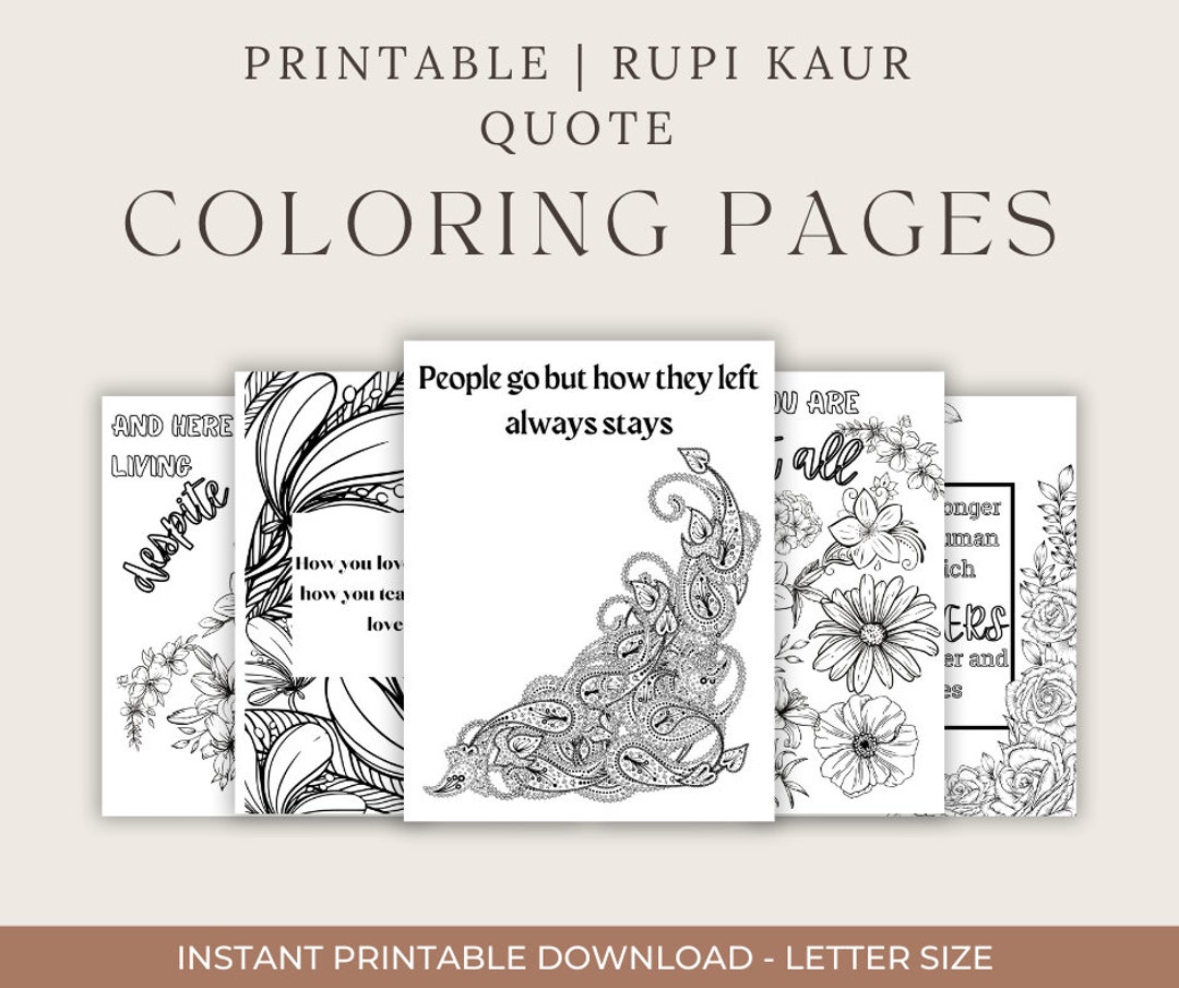 Rupi Kaur Quote Coloring Pages Instant Download 4 Unique - Etsy