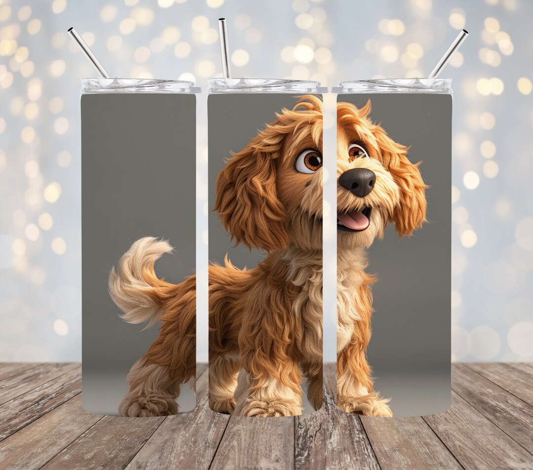 3D Cockapoo Cartoon Tumbler Wrap 20 Oz Skinny Tumbler Sublimation ...