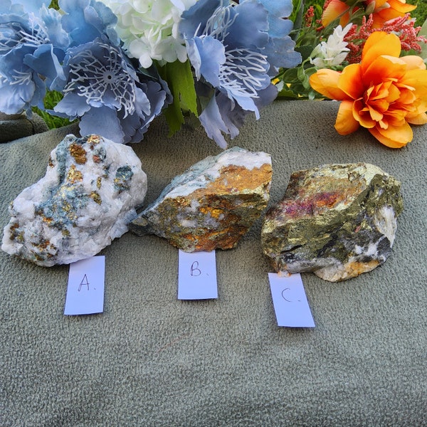 Irish Chalcopyrite crystal, minerals from Ireland, peacock ore, mineral collection, Quartz, ICh1