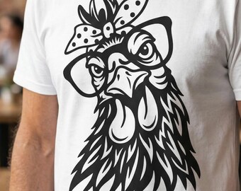 Funny Rooster SVG PNG JPG - Crazy Chicken Clipart - Morning Humor Vector - Sarcastic Farm