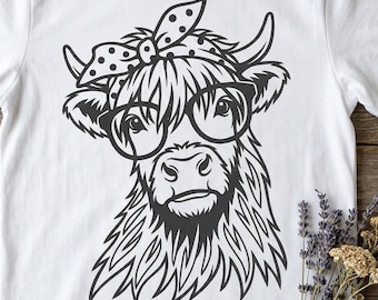 Funny Highland Cow SVG PNG JPG - Cute Hairy Cow Vector - Farmhouse Humor Cut File for Cricut