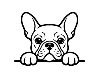 French Bulldog Peeking Over Fence Svg Png - Frenchie Face Clipart - Peeking Dog Cut File for Cricut