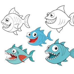 Piranha poisson SVG, clipart poisson Piranha, poisson Piranha Cricut svg, svg contour de poisson Piranha