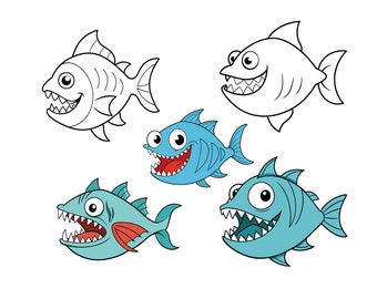 Piranha Fish SVG, Piranha Fish Clip Art, Piranha Fish Cricut svg, Piranha Fish Outline svg
