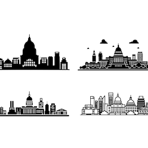 Silhouette de la ligne d'horizon de Washington Svg. contour svg png