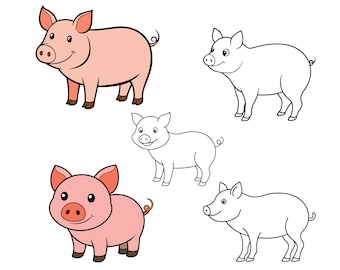 Pig SVG, Pig Clip Art, Pig Cricut svg, Pig Outline svg