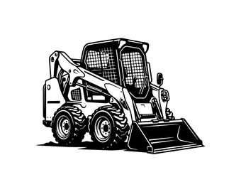 Skid Steer Loader SVG PNG JPG - Construction Vehicle Clipart - Heavy Equipment Vector - Bobcat Cut File - Landscaping Logo Graphic