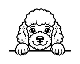 Poodle Dog Peeking Over Fence Svg Png - Dog Cut Files for Cricut