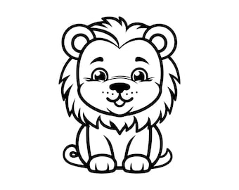 Lion ClipArt svg, Lion Cricut svg, Lion outline svg