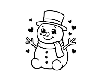 Cute Snowman SVG PNG JPG - Winter Clipart - Christmas Vector