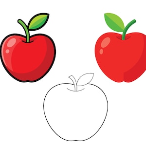 Cartoon Apple SVG, Apple Clip Art, Apple Clipart, Apple Cricut svg, Apple Outline svg