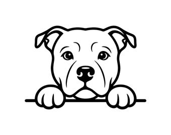 Pitbull Peeking Over Fence Svg Png - Peeking Dog Cut File for Cricut