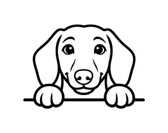 Dakshund Dog Peeking Over Fence Svg Png - Dog Cut Files for Cricut