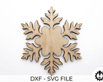 Geometric Snowflake Laser Cut File – Christmas Ornament, Winter Decor (SVG, DXF)