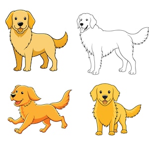 Golden Retriever SVG, Golden Retriever illustraties, Golden Retriever Cricut SVG, Golden Retriever overzicht SVG