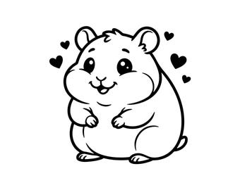 Chubby Hamster SVG PNG JPG - Cute Rodent Clipart - Kawaii Animal Vector