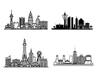 Las Vegas Skyline Silhouette SVG , Las Vegas Skyline outline SVG
