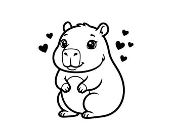 Cute Capybara SVG PNG JPG - Chill Animal Clipart - Funny Rodent Vector