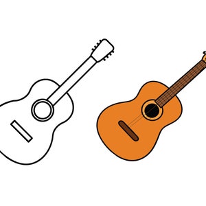 Akoestische gitaar SVG, akoestische gitaar illustraties, akoestische gitaar Cricut SVG, akoestische gitaar overzicht SVG