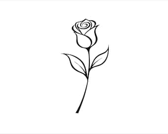 Rose SVG PNG Cut File | Simple Flower Line Art Vector | Floral Design for Cricut Silhouette T-Shirt Decal | Instant Download Digital