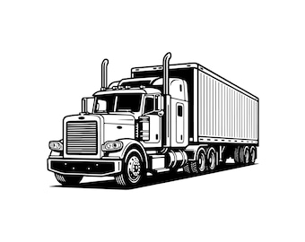 Semi Truck SVG PNG JPG - Big Rig Clipart - 18 Wheeler Vector - Trucker Cut File - Transport Vehicle Graphic - Kids Truck Shirt
