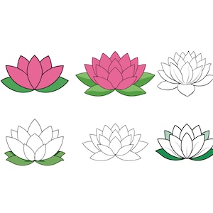 Lotus bloem SVG, Lotus bloem illustraties, Lotus bloem Cricut SVG, Lotus bloem overzicht SVG