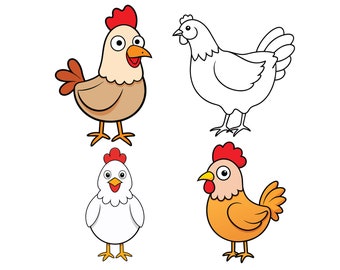 Chicken SVG, Chicken Clip Art, Chicken Cricut svg, Chicken Outline svg