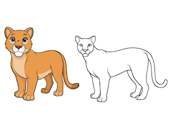 Cougar SVG, Cougar Clip Art, Cougar Cricut svg, Cougar Outline svg