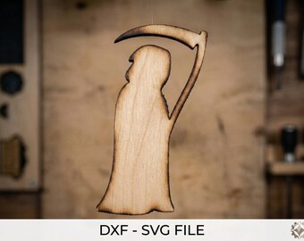 Azrael Angel of Death SVG DXF - Grim Reaper Laser Cut File - Gothic Home Decor Vector - Dark Fantasy Clipart - Wood Engraving