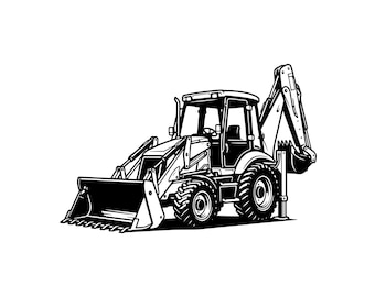 Backhoe Loader SVG PNG JPG - Construction Vehicle Clipart - Heavy Equipment Vector - Digger Cut File - Boys Truck Birthday Shirt