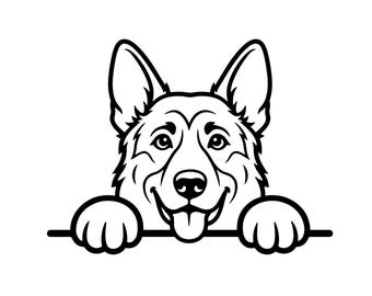German Shepherd Peeking Fence Svg Png - Alsatian Dog Over - K9  Cut Files for Cricut