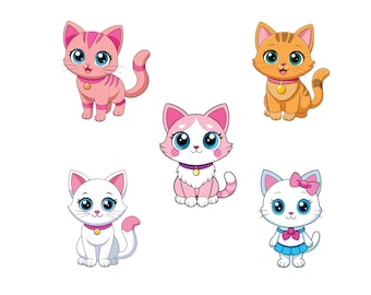Kawaii Kitty SVG, Kawaii Kitty Clip Art, Kawaii Kitty Cricut svg, Kawaii Kitty Outline svg