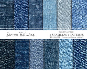 Texturas de mezclilla: Patrones de tela azul sin costuras (papel digital)