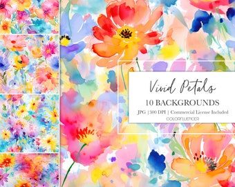 Floral Seamless Patterns | Vivid Petals | Digital Papers | Seamless Pattern | Painted, Artistic, Watercolor, Floral, Spring