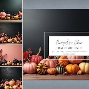 Halloween Backgrounds | Halloween Chic | Digital Papers | Halloween backdrop, pumpkins, fall, autumn, harvest, flowers, Halloween pumpkins