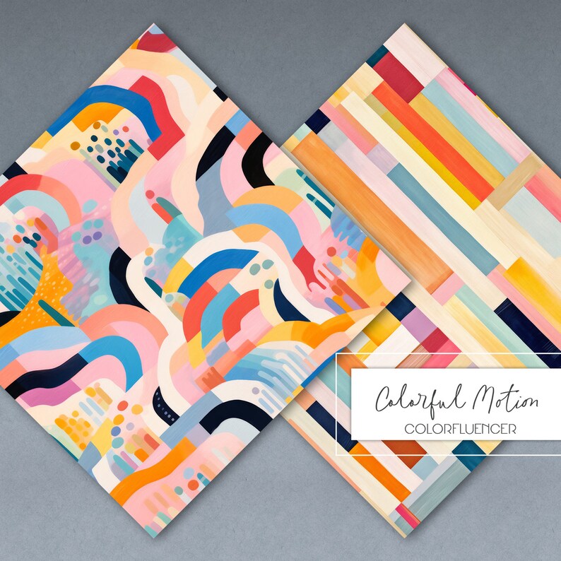 Abstract Seamless Patterns | Colorful Motion | Digital Paper | Painted ...