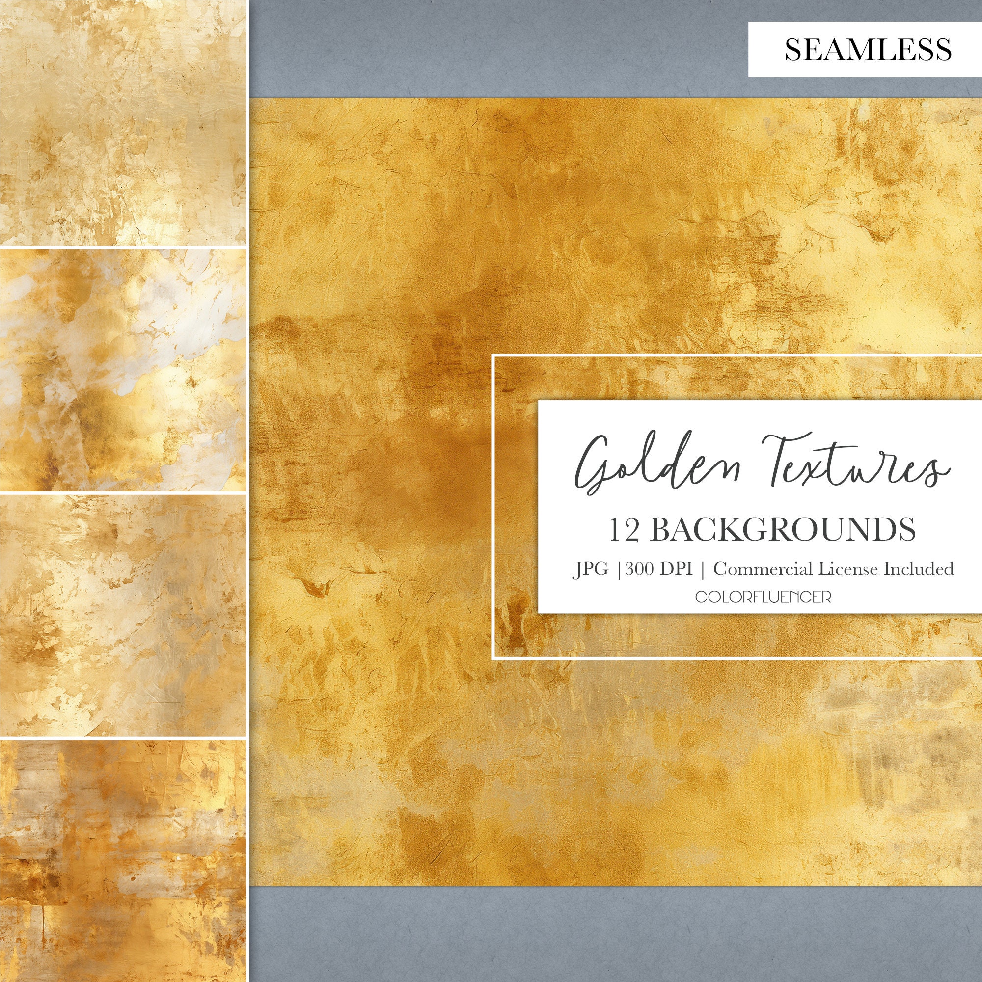 Seamless Metallic Gold Patterns | Golden Textures | Seamless Pattern | Create sublimation designs, backgrounds, invitations, and more