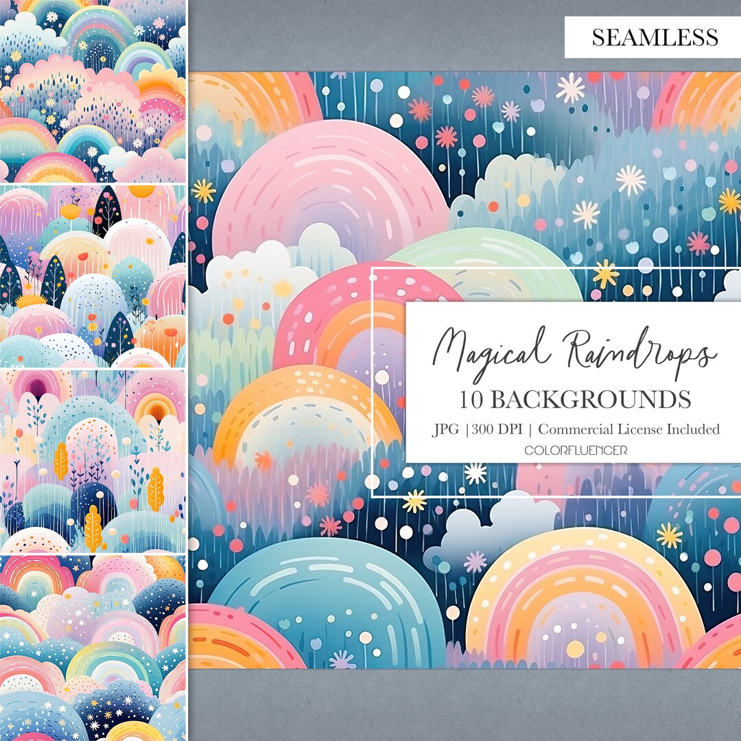 Abstract Backgrounds | Magical Raindrops | Digital Papers | Seamless ...